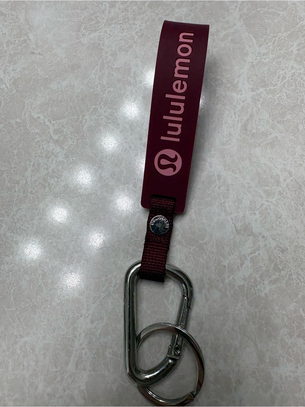 lululemon deep luxe/pink tide/silver silicone keychain